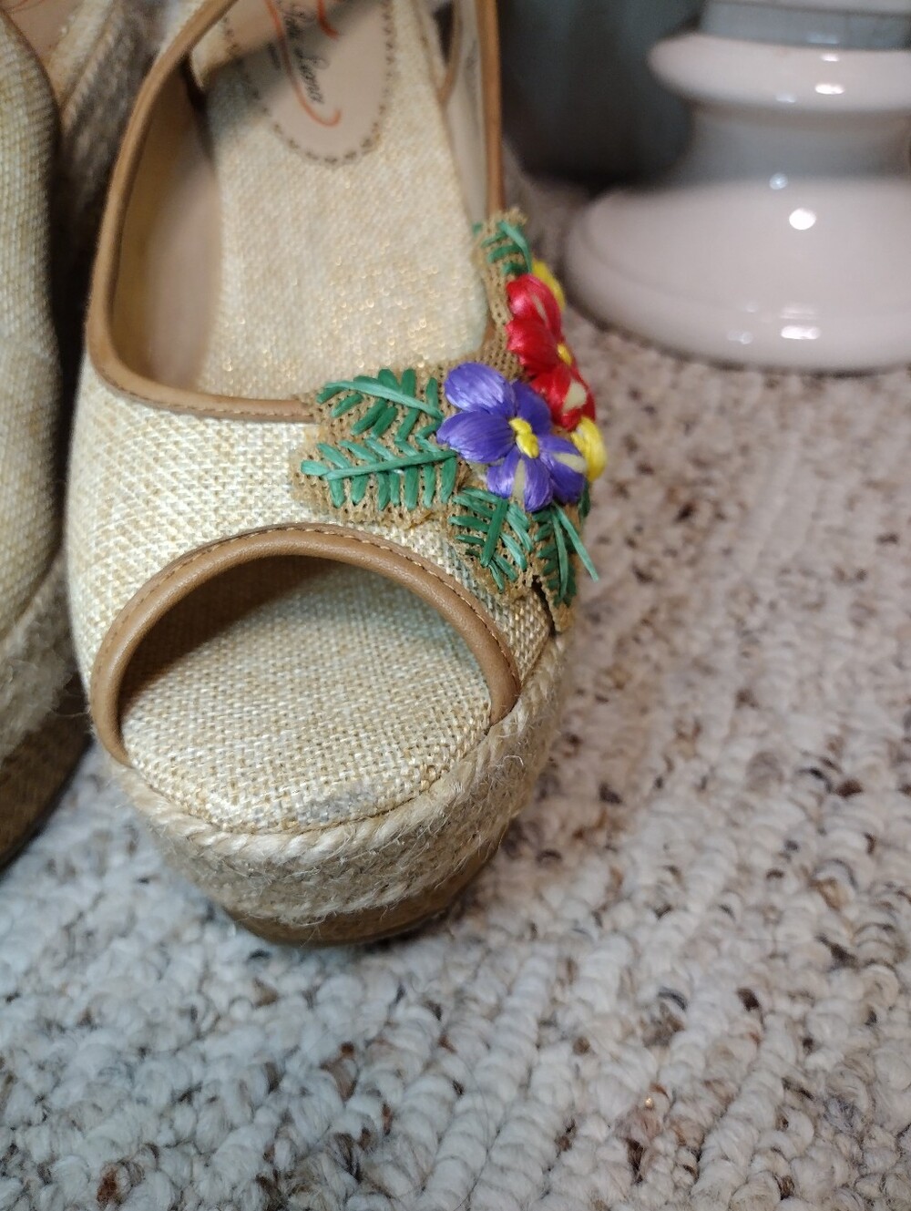 Poetic License Petal Pusher Floral Decorated Espadrille Platform Wedge Sandals - Picture 6 of 11